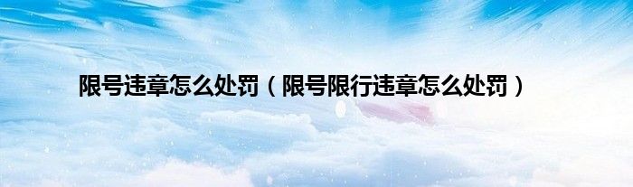 限号违章怎么处罚（限号限行违章怎么处罚）