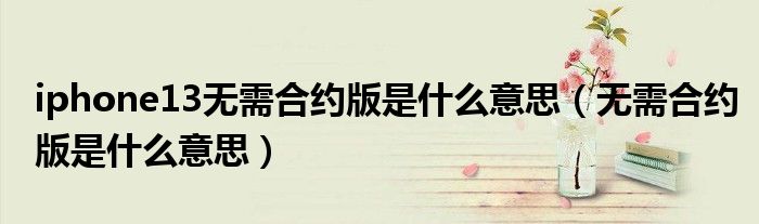 iphone13无需合约版是什么意思（无需合约版是什么意思）