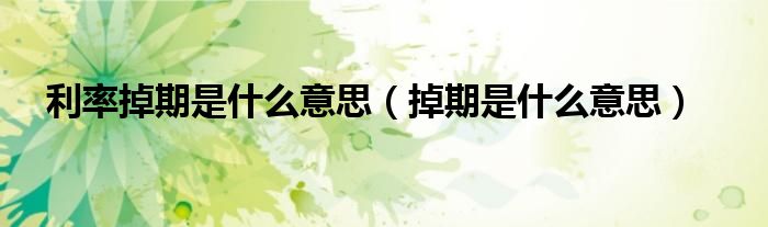 利率掉期是什么意思（掉期是什么意思）