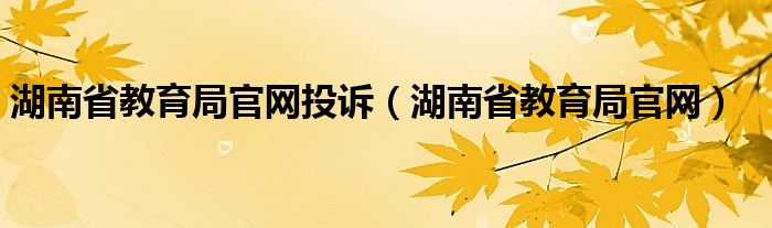 湖南省教育局官网投诉（湖南省教育局官网）