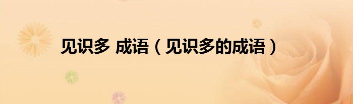 见识多 成语（见识多的成语）