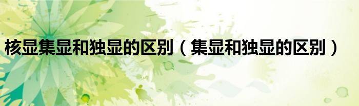 核显集显和独显的区别（集显和独显的区别）