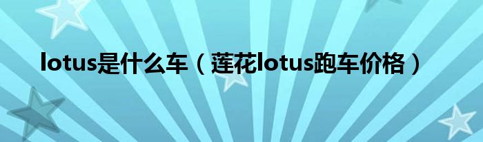 lotus是什么车（莲花lotus跑车价格）