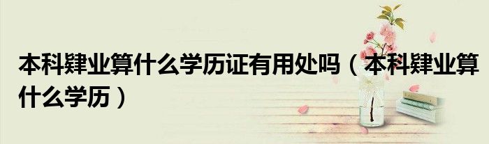 本科肄业算什么学历证有用处吗（本科肄业算什么学历）