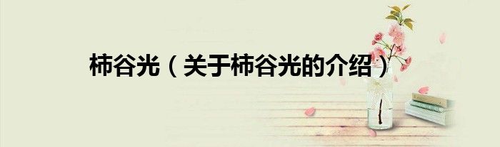 柿谷光（关于柿谷光的介绍）