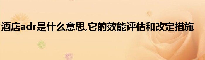 酒店adr是什么意思,它的效能评估和改定措施